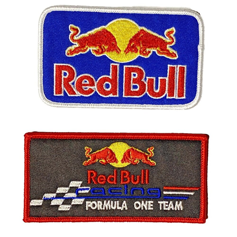 (2) Lot Red Bull Energy Drink Formula One F1 Racing Team 4in Patch Iron / Sew-On